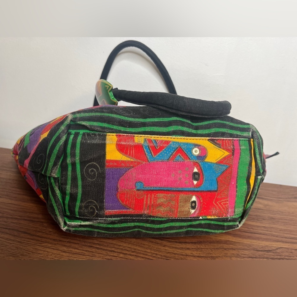 Laurel Burch 90s Cat Shoulder Bag Zip Tote AOP Whimsygoth Phoebe Buffay Cottage - Picture 10 of 13
